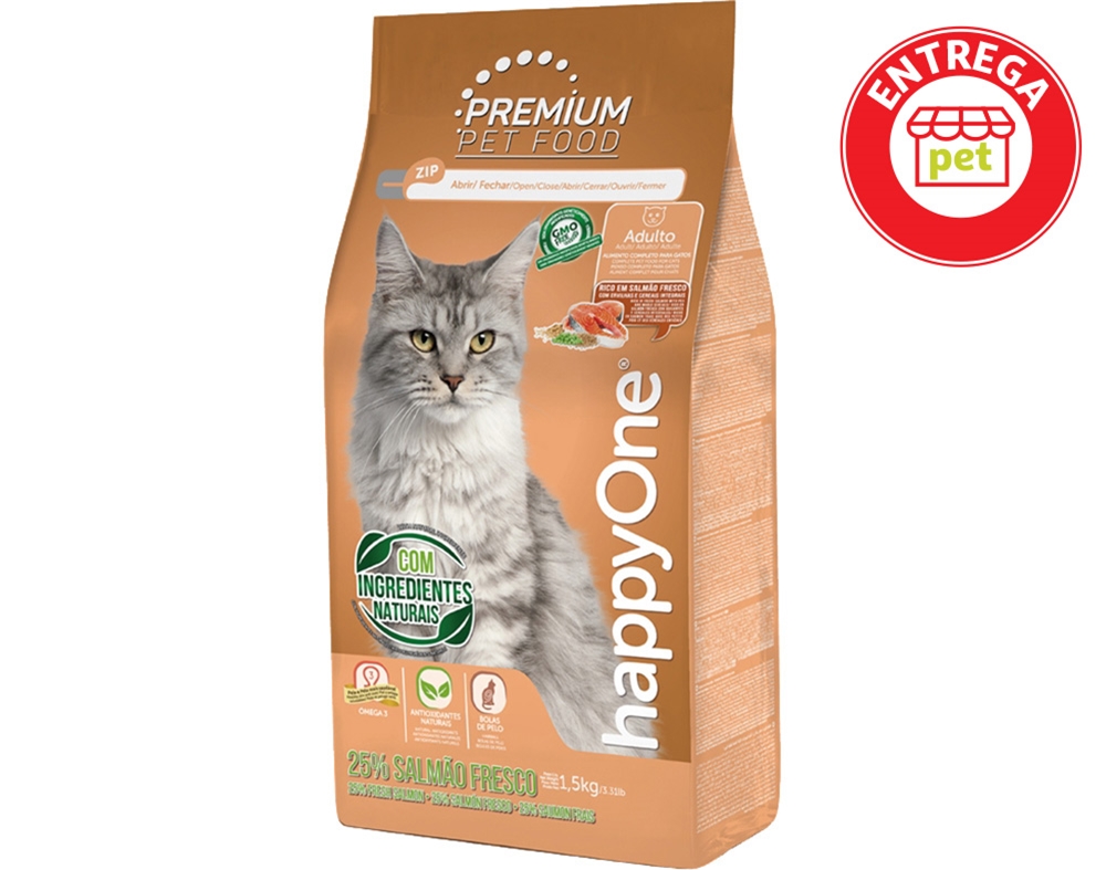 RAÇÃO PARA GATO HAPPYONE PREMIUM SALMÃO 1.5KG