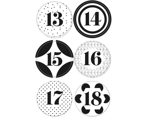 Ronde stickerset Adventskalender, 72 stuks.