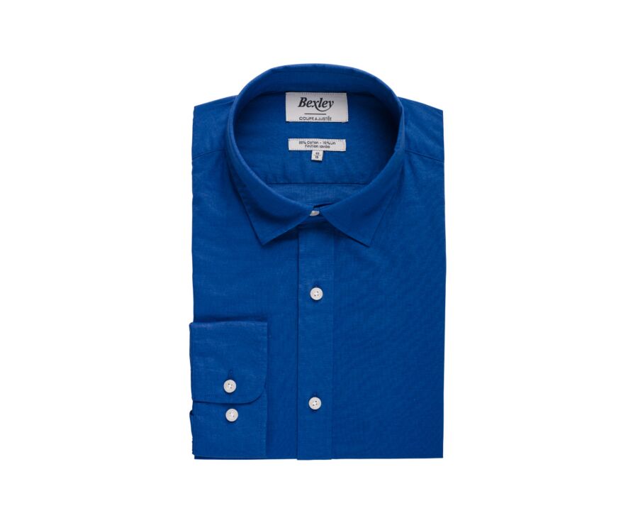 Chemise coton lin bleue - SILBERT