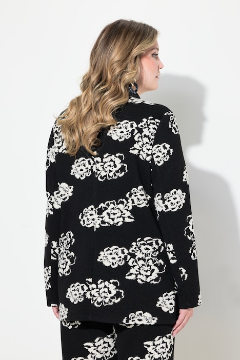 Jersey-Blazer, schmale Form, Jacquard Blumenmuster, Langarm