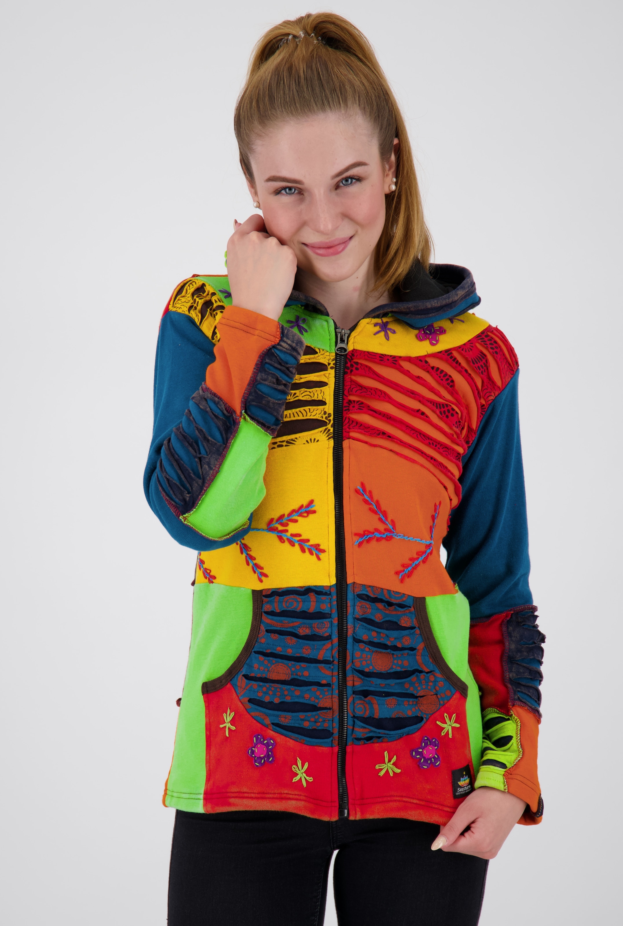 ankerglut Fleecejacke »Patchwork Multicolor NUNAVUT II NEW FLOWER POWER«