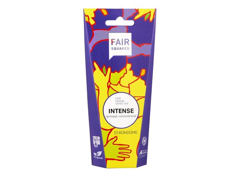 Fair Squared Kondome Intense 10 Stück Hochwertige Präservative mit genoppter Struktur