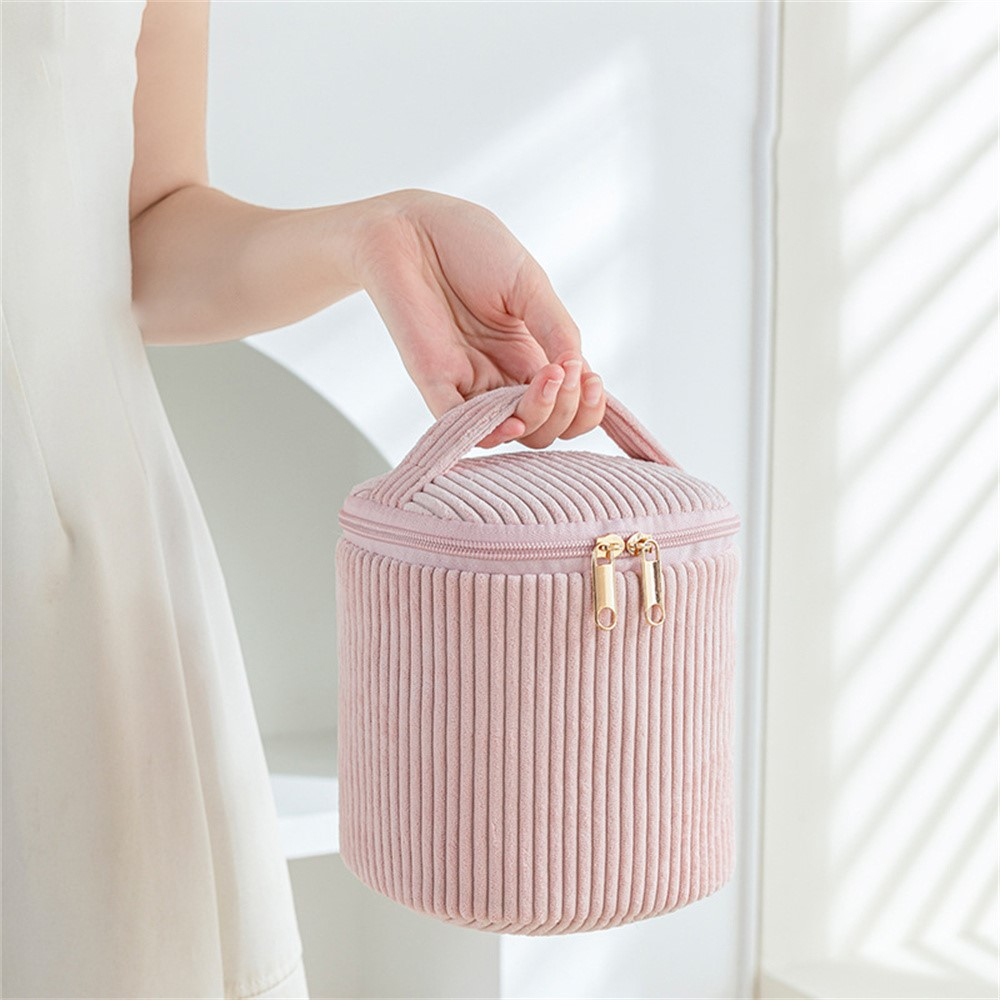(4er Set) Flanell Kosmetik Make Up Tasche Handgepäck Necessaire Organizer Bag mit Reissverschluss - Rosa