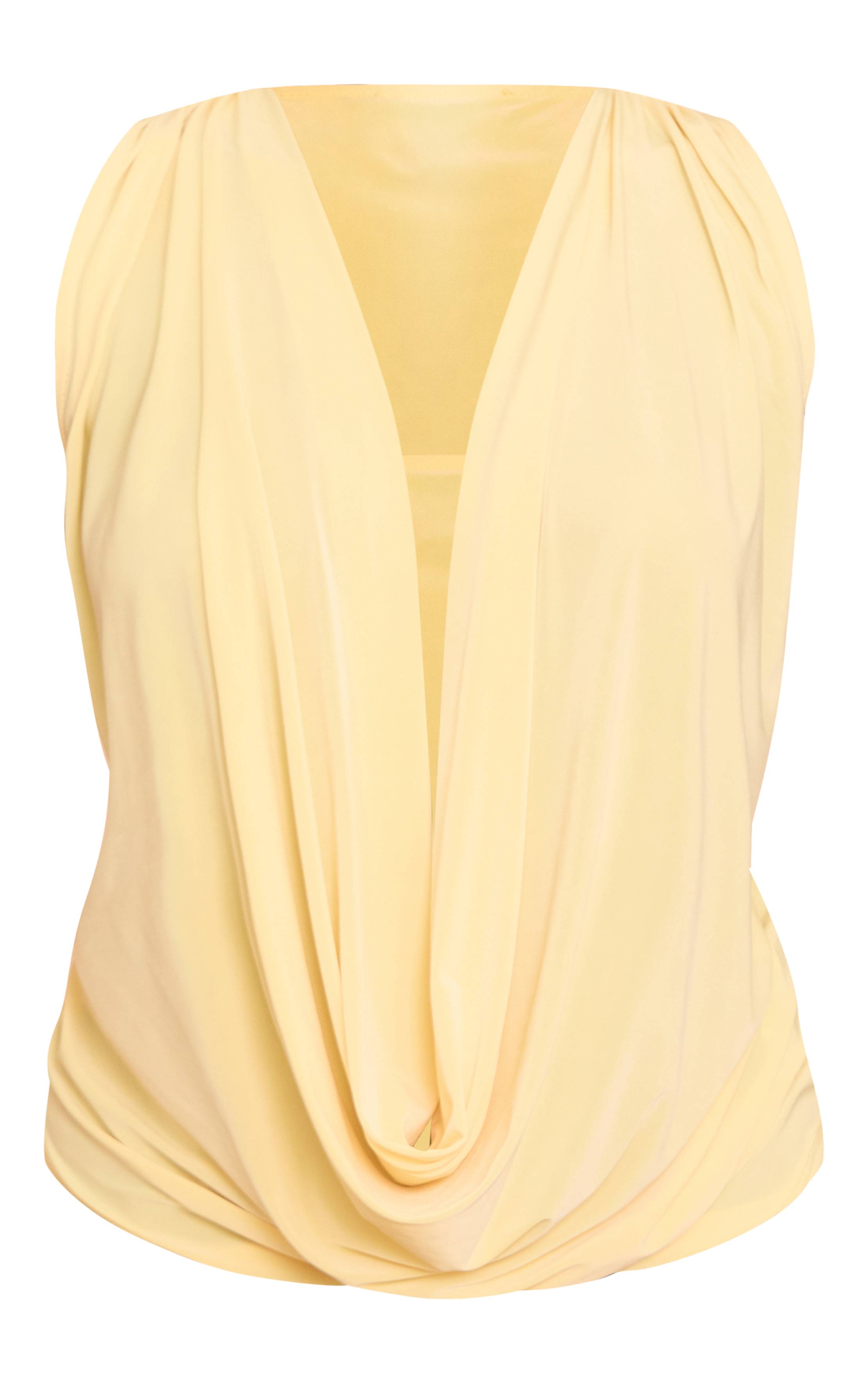 Citron Top À Col Bénitier Extrême Double Couche Slinky Imprimé Léopard