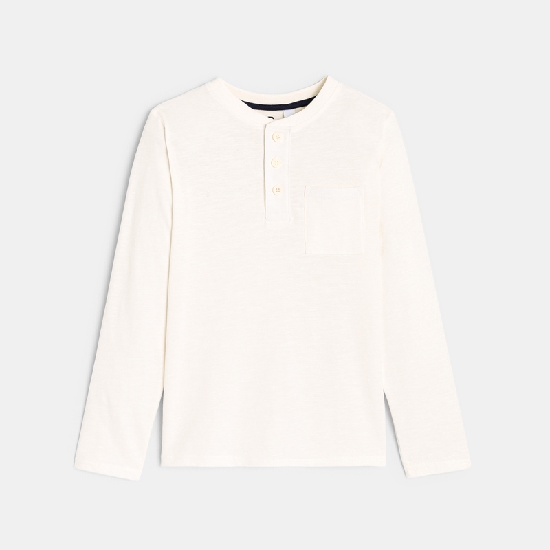 T-shirt à col boutonné blanc garçon