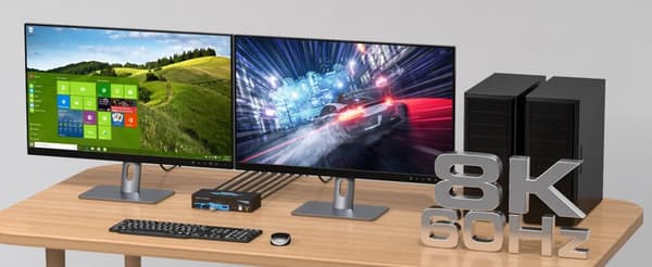 NÖRDIC KVM-svitsj 2 til 2 HDMI til HDMI, 8K60Hz/4K120Hz, 4x USB-A