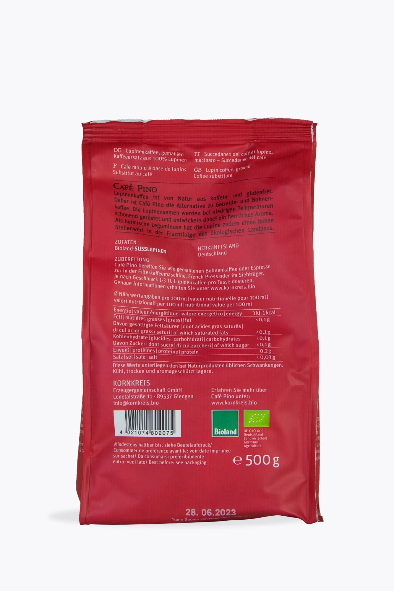 Kornkreis Café Pino Lupinenkaffee Bio 500g gemahlen