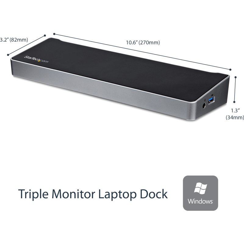 StarTech.com Station d'Accueil USB 3.0 à 3 Écrans avec 2x 4K DisplayPort et HDMI - Hub USB-A à 5 Ports (1x Fast-Charge), Audio 3,5 mm, GbE - Docking Station Universelle USB Type-A pour PC Portable, Win/MacOS