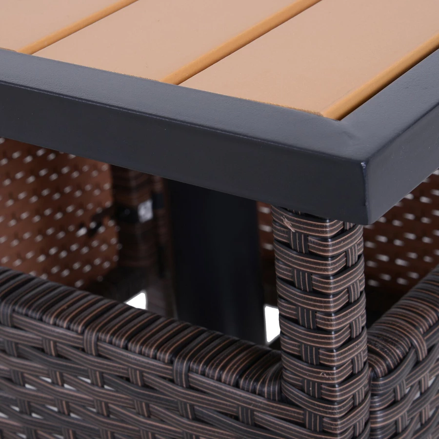 Outsunny Polyrattan Gartentisch braun