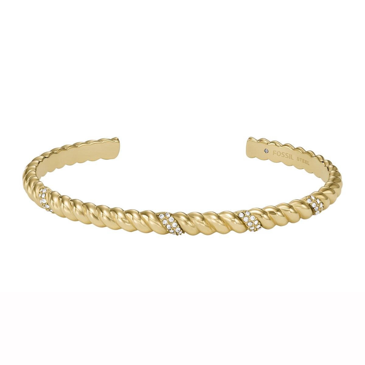 Bracelet jonc Fossil Vintage Twists acier doré