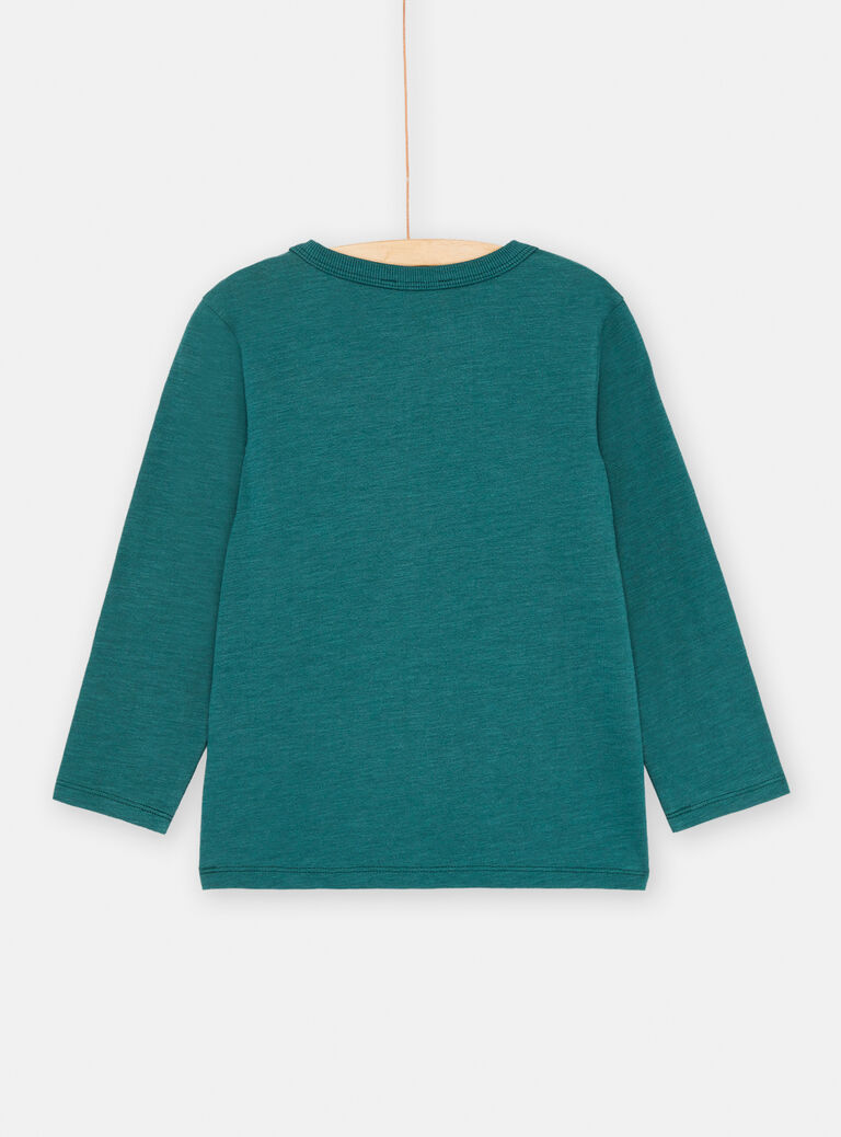 T-shirt bleu pétrole à motif élan pour garçon