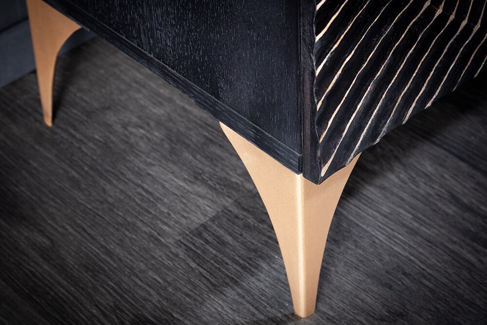riess-ambiente Highboard GOLDEN SUNSET - 120cm schwarz / gold handgearbeitet Mangoholz