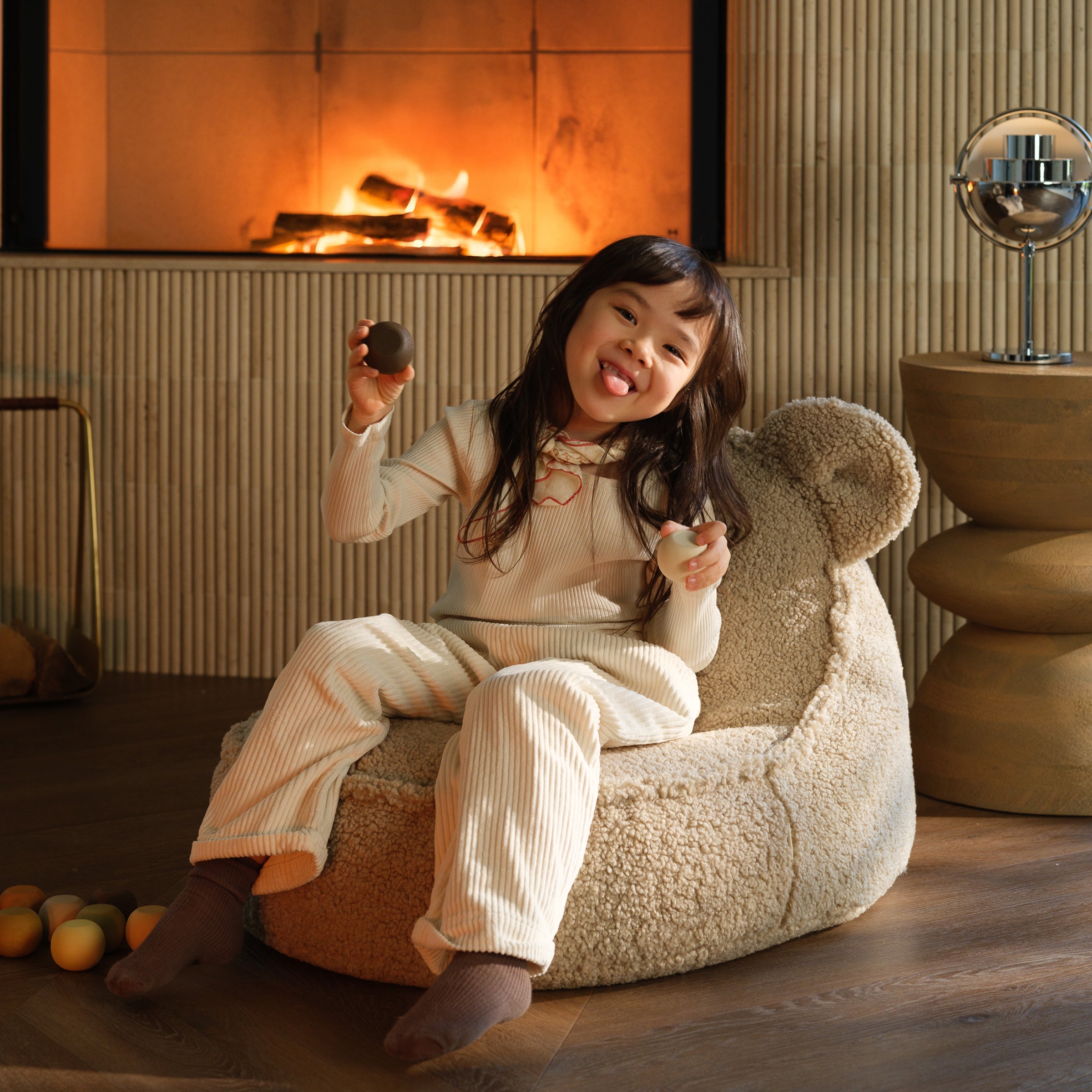 Wigiwama Sitzsack Teddy und Ottoman Set Biscuit