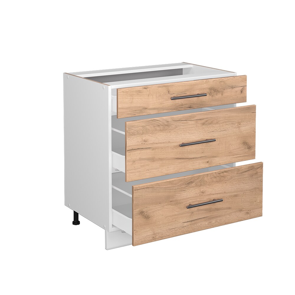 Vicco Schubladenunterschrank Küchenschrank Küchenmöbel Fame-Line Weiß 80 cm modern Hochglanz Küche Einbauküche Drehtür Blende Schublade Küchenunterschrank Küchenzeile