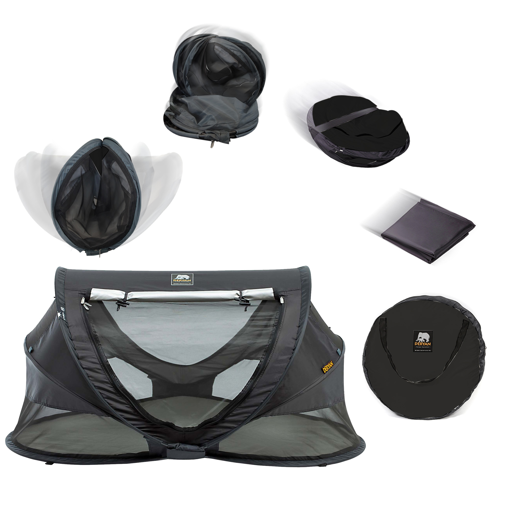 Deryan Peuter Luxe campingbedje - Black