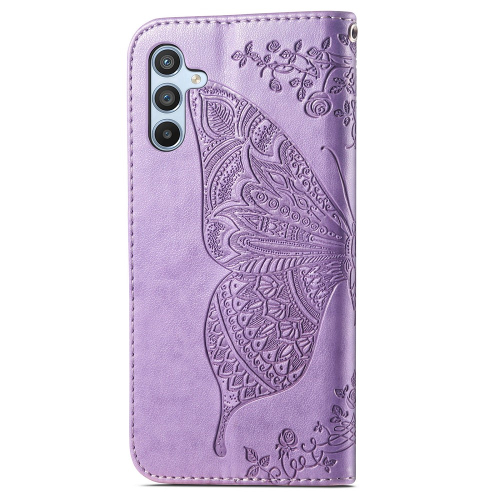 Samsung Galaxy A56 Leder Tasche Flip Cover Schmetterlinge Imprint - Lila