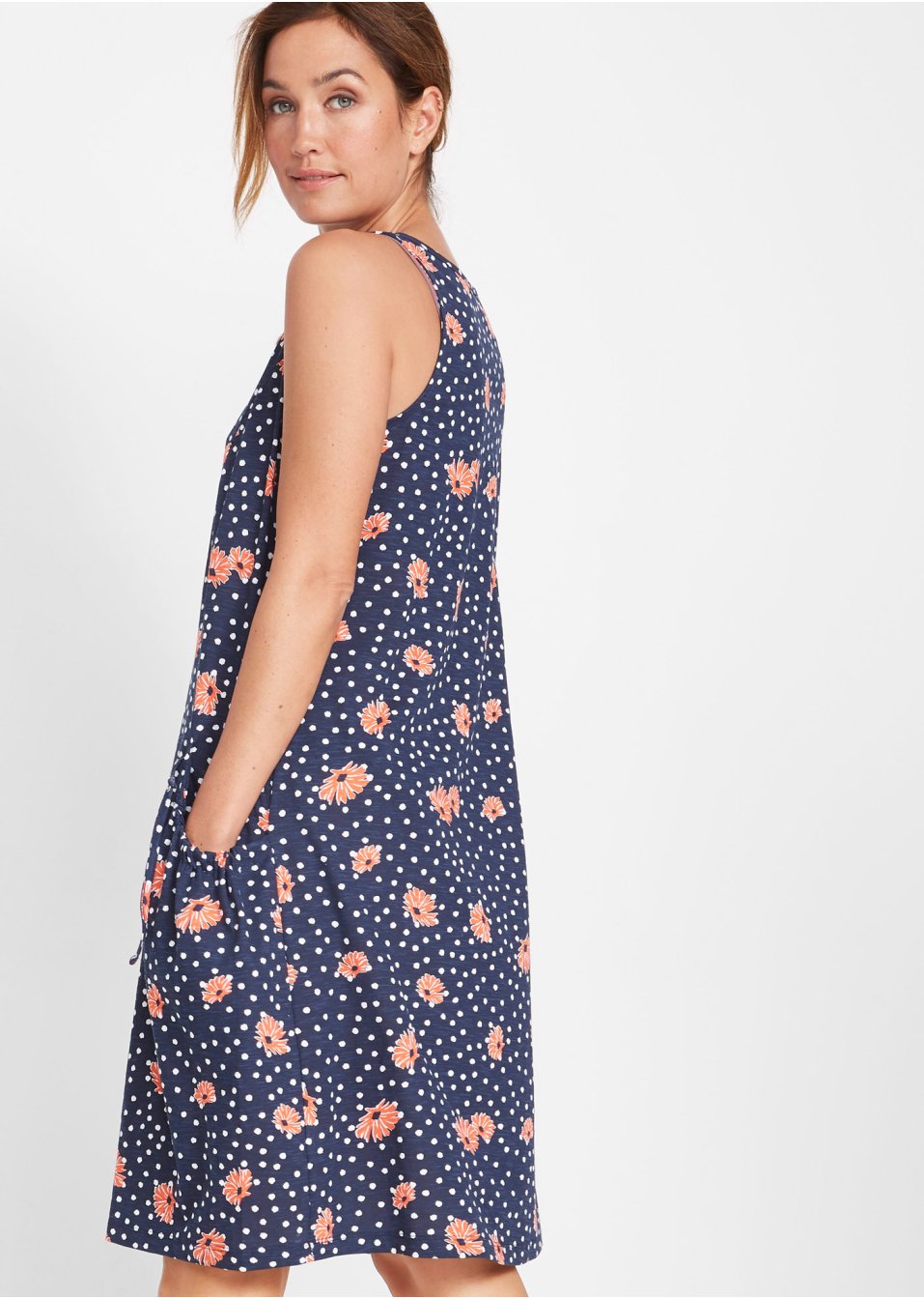Robe en jersey coton avec poches, trapèze