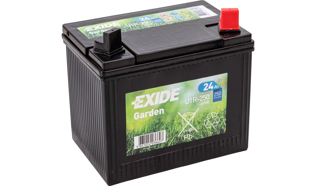 Batteri Exide Garden 12V-24Ah SLA, havetraktor