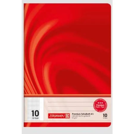 BRUNNEN Schulheft Vivendi A5 5 mm kariert mit Rand, Lin. 10 rot