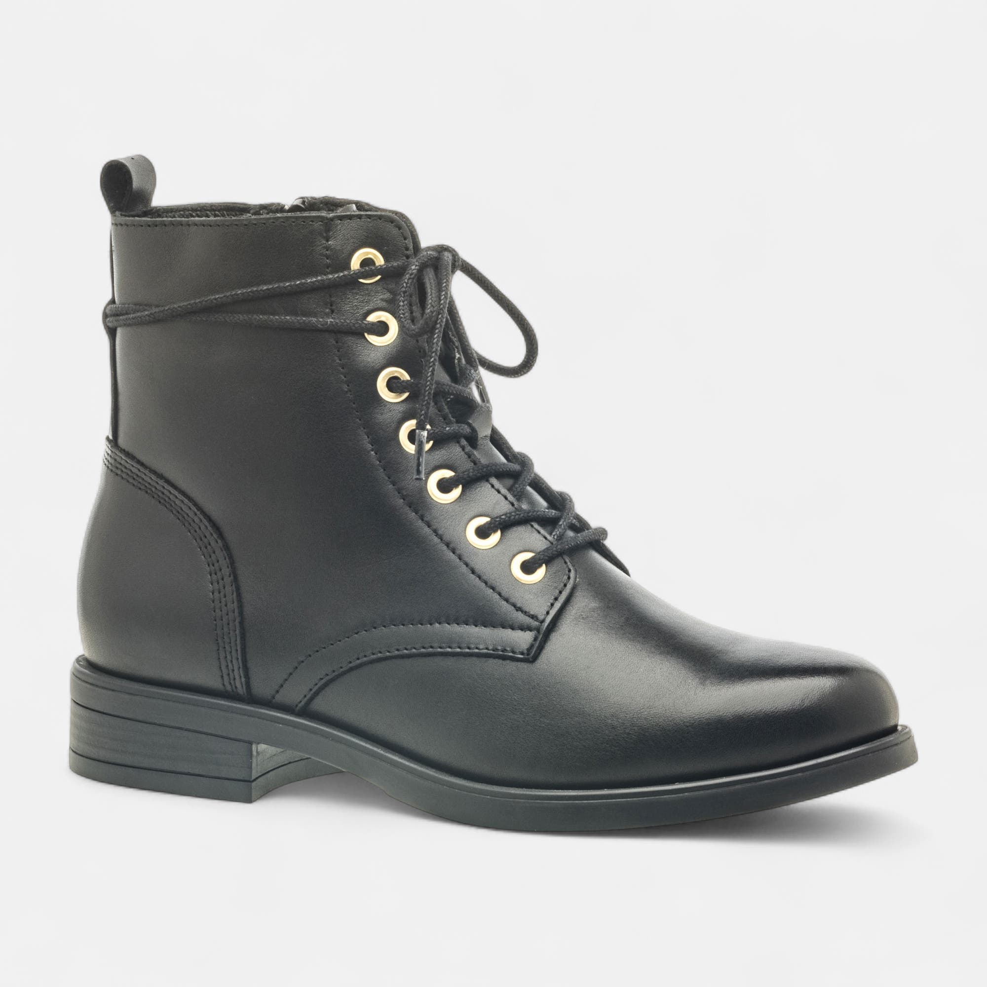 Bottines à lacets Femme en cuir noir