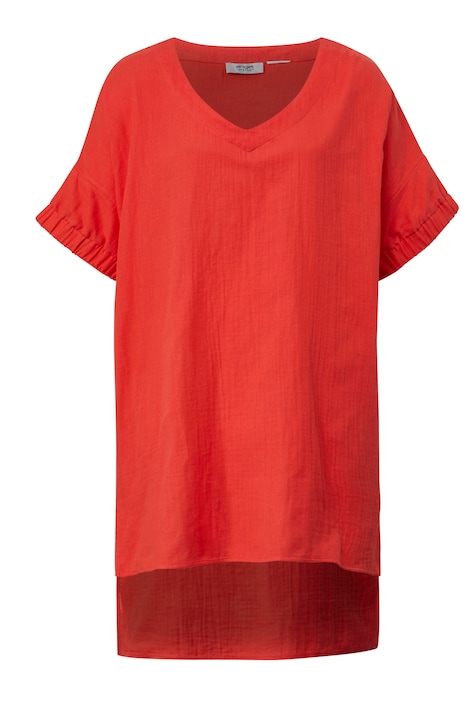 Tunika-Bluse, oversized, Musselin, überschnittene Schultern
