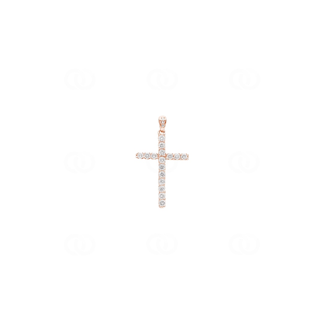 Anhänger 750/18 K Roségold Kreuz mit Brillanten 0.50 ct H/si
