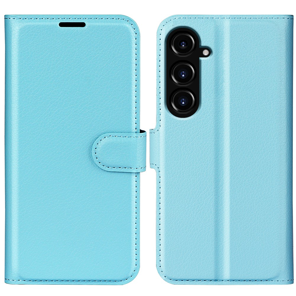 Samsung Galaxy S23 FE Leder Tasche Flip Cover Litchi Look - Hellblau