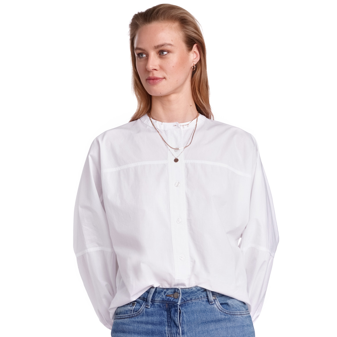 Jonas Nielsen Damen Bluse mit Ballonärmeln weiss