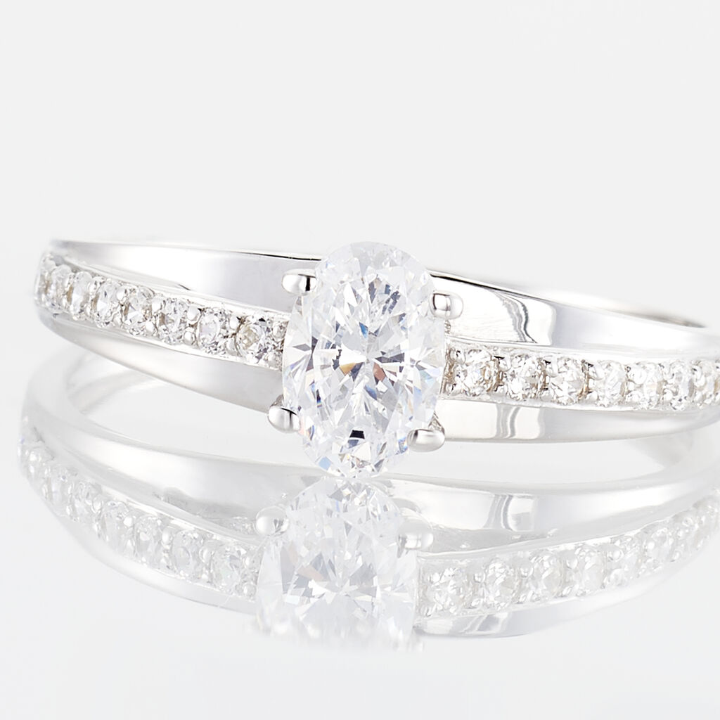Bague Solitaire Tahyss Or Blanc Oxyde De Zirconium