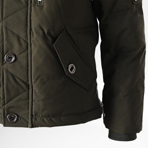 Parka Capuche Fourrure Enfant FD898 Vert Kaki
