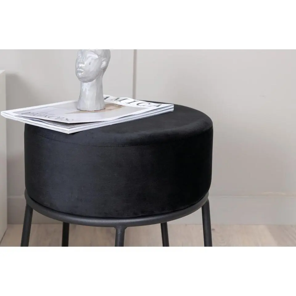 Svea - Nox poef - velvet - zwart