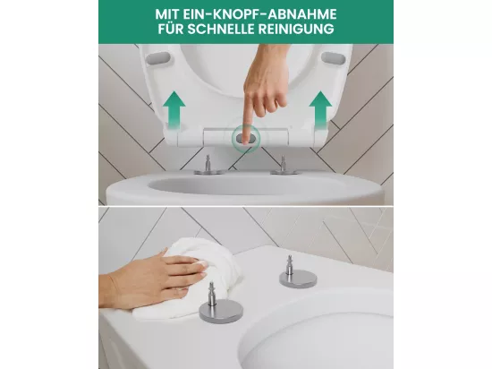 CECIPA MAX Siège de Toilette en Forme de O - Abattant WC Frein de Chute - Couvercle de Toilette pour Salle de Bain Siège de Toilette - Blanc