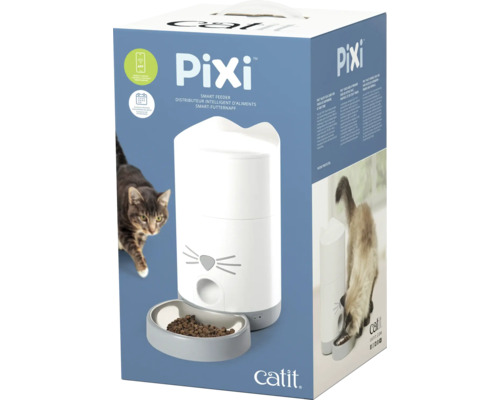 catit Pixi Smart automatische droogvoerbak voor huisdieren, wit, bedienbaar en programmeerbaar via gratis app, tot 12 maaltijden per dag, luchtdicht