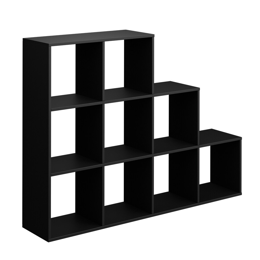Vicco Treppenregal Raumteiler Bücherregal 9 Fächer Schwarz Stufenregal Regal