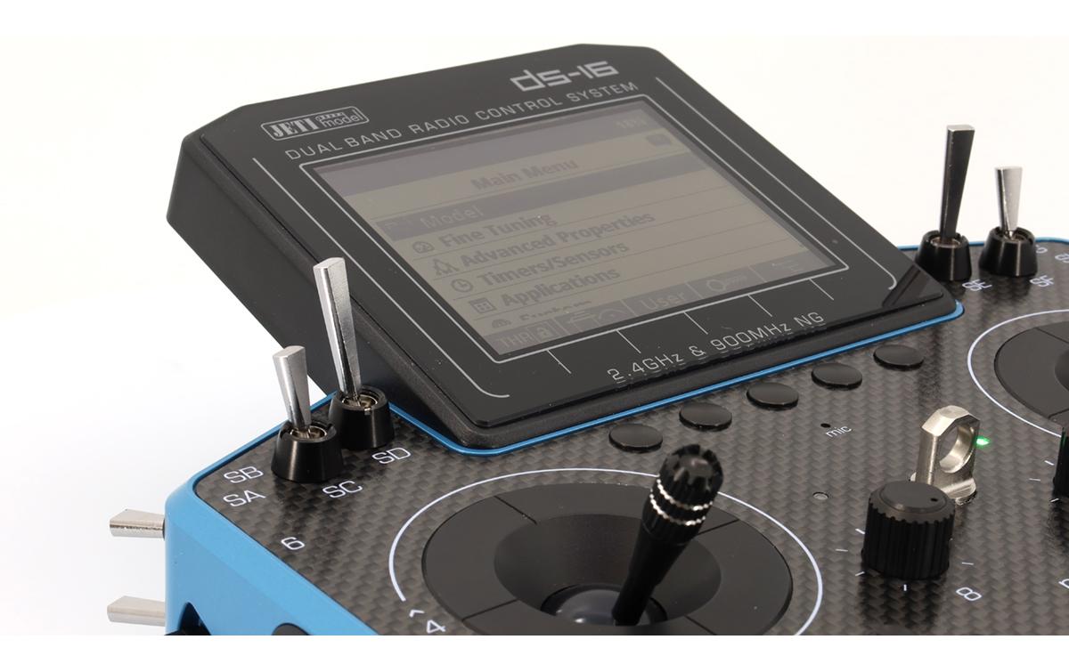 Fernsteuerung DS-16 II Carbon Line Blau mit R10 Empfänger<br>Professioneller Jeti Duplex 2.4 GHz Sender