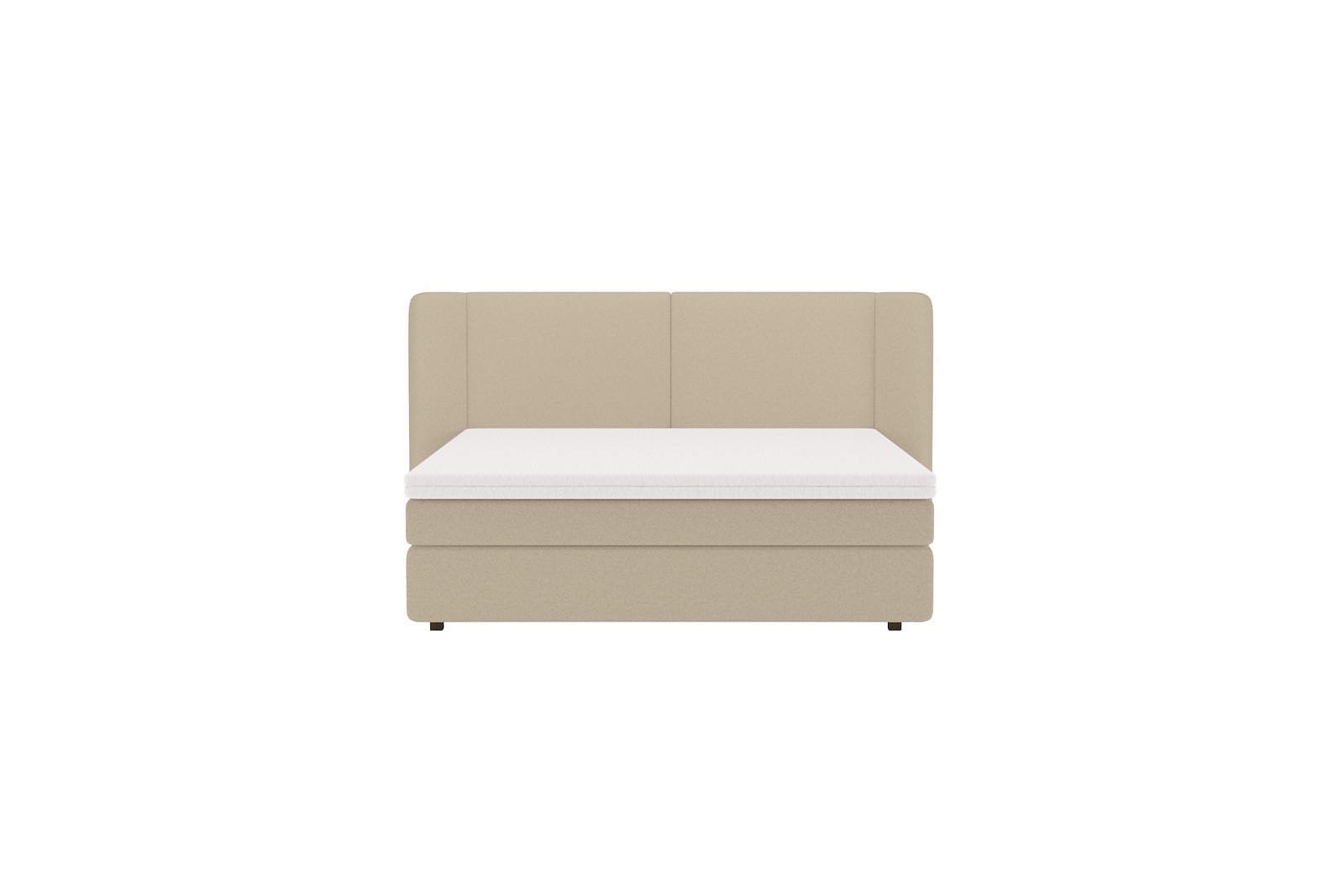 Premium LUX 3 kontinental 160x200 cm I tekstil Copenhagen 904 beige. Medium / medium med Premium lux 3 overmadrass og sort firkantede ben 10 cm, gavl selges separate