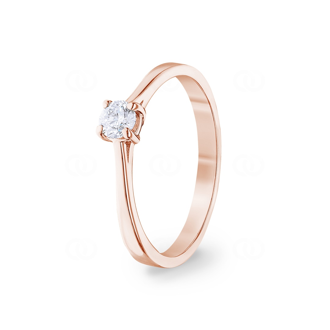 0.25 Karat Diamant Verlobungsring 750/18 K Roségold in 4-Griff