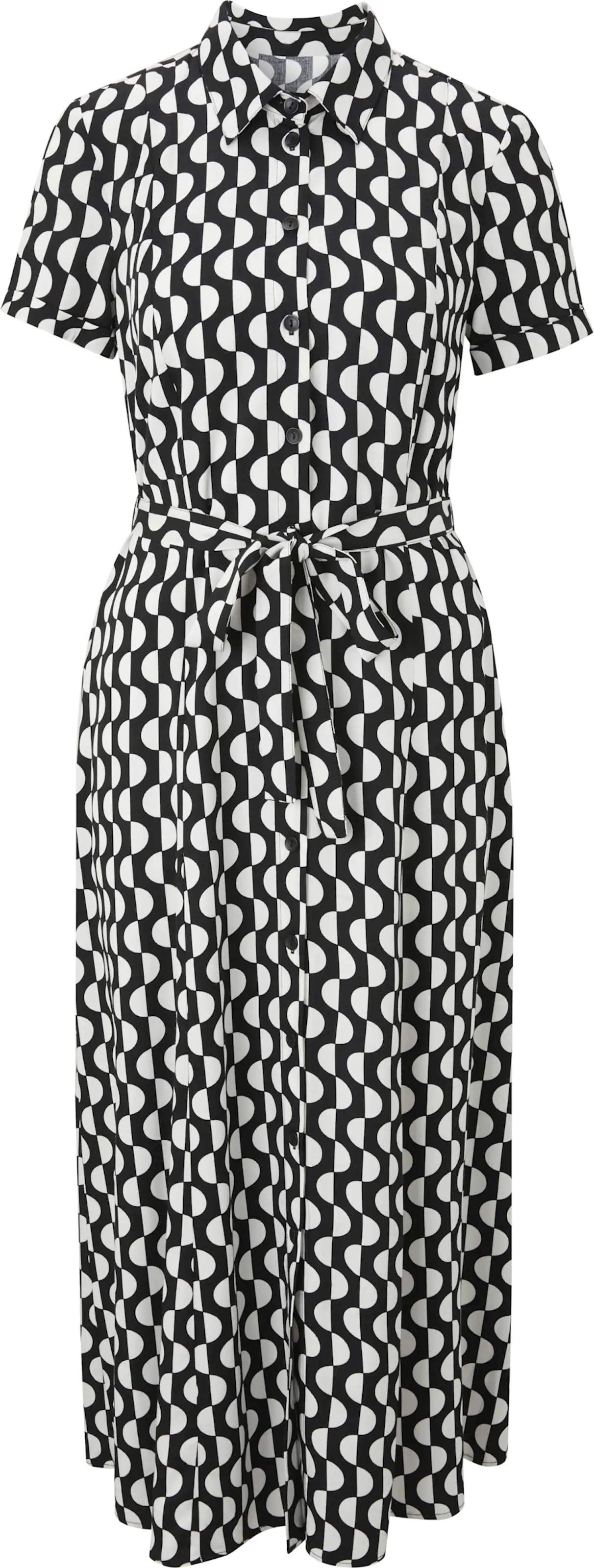 heine Druck-Kleid in schwarz-ecru