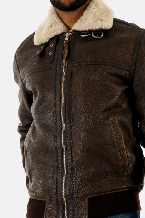 Blousons cuir schott lcbombardier brown