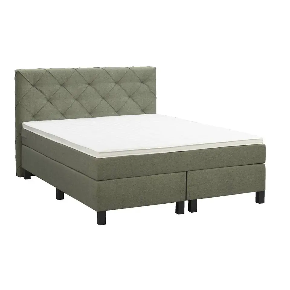 Boxspring Liv geruit - groen - 140x200 cm - vierkante poot