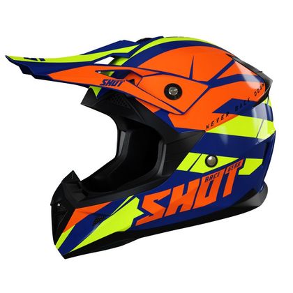 Casque cross Shot PULSE REVENGE - NAVY ORANGE NEON YELLOW GLOSSY 2025 - Bleu / Orange