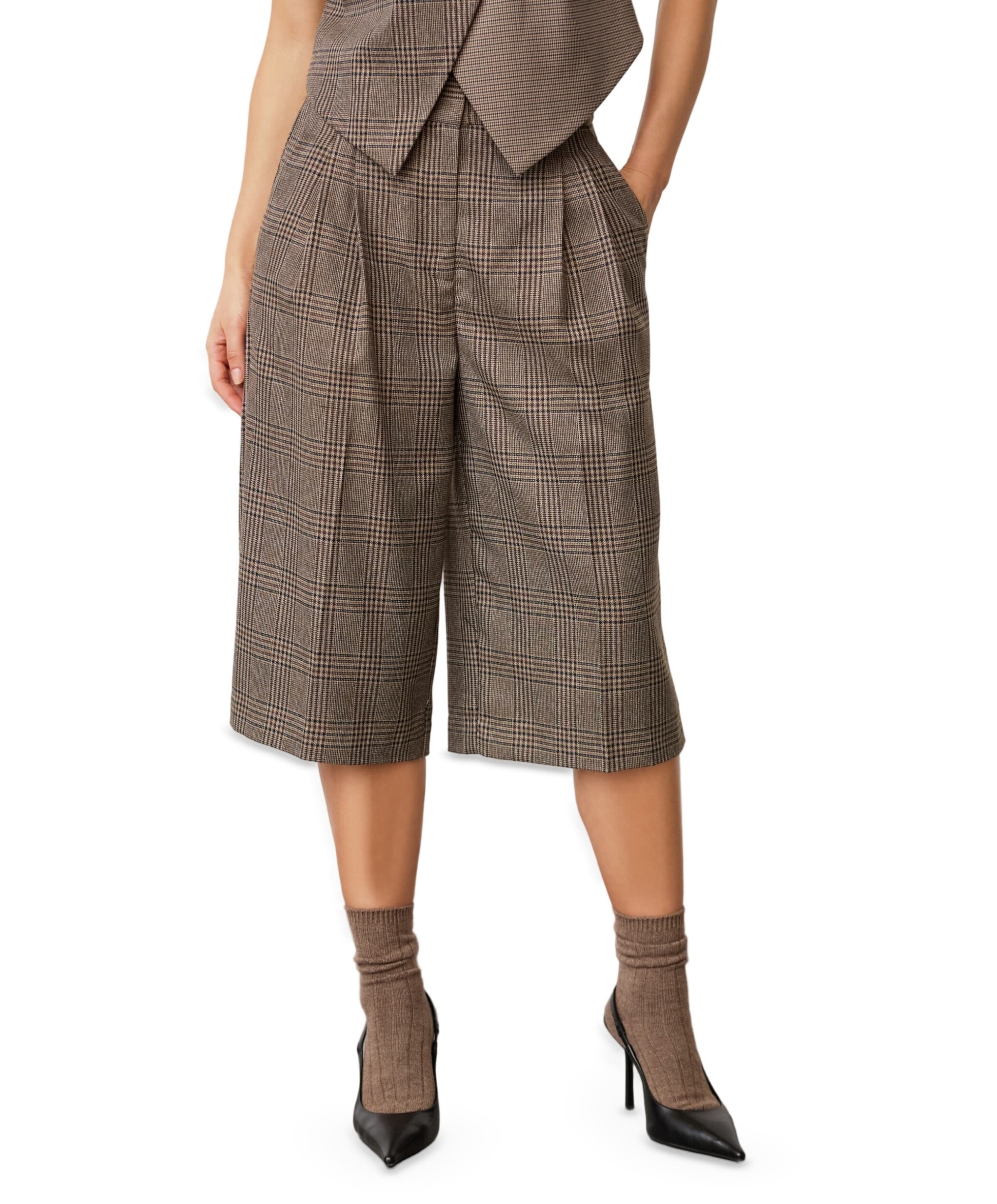 Co'Couture VeyaCC Check Bermuda dames bermuda bruin