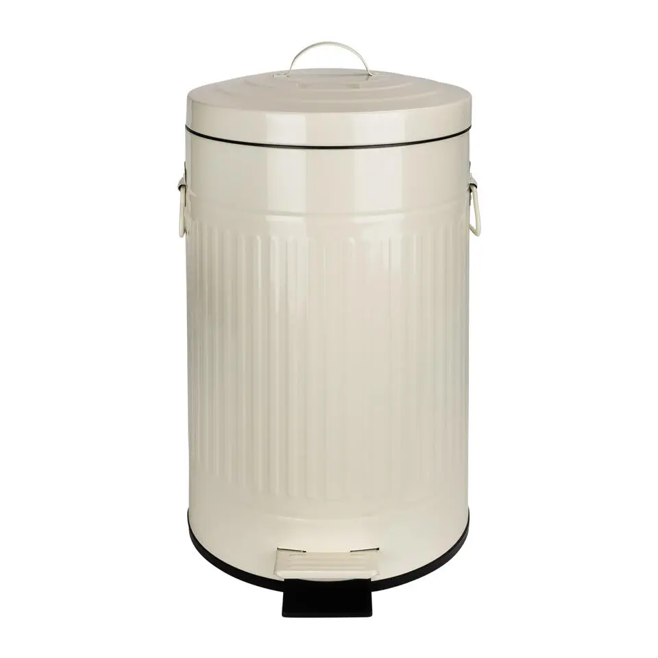 QUVIO Prullenbak retro - 12 L - Metaal - Beige