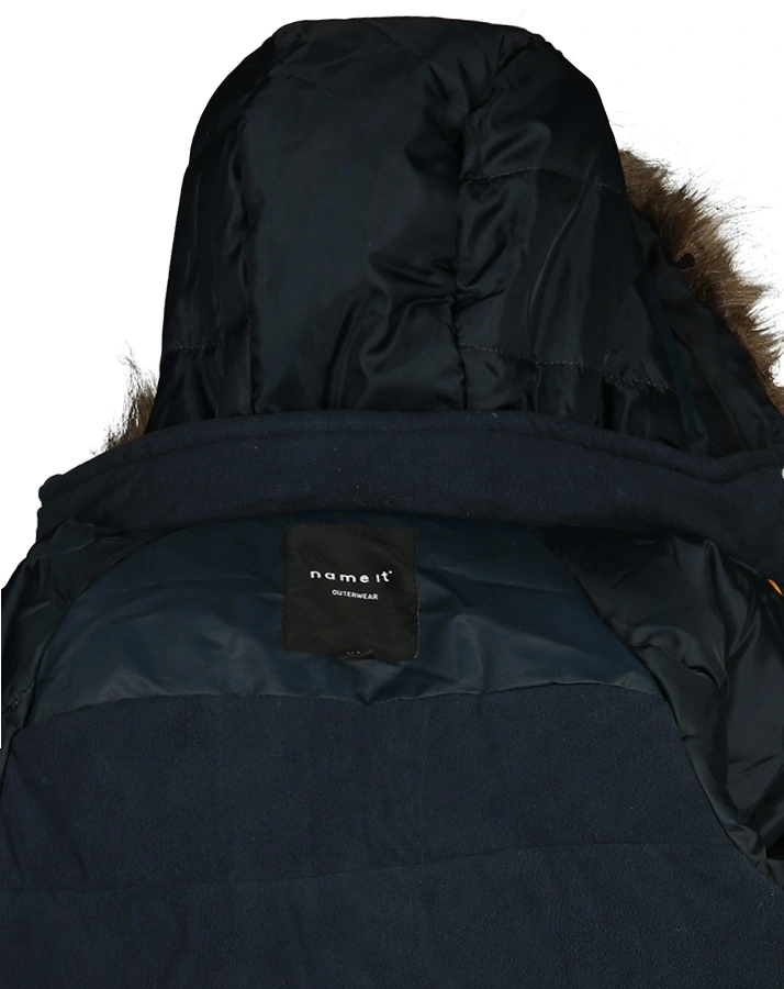 Winter-Parka NMMMALIK mit Kunstfellbesatz in dunkelblau