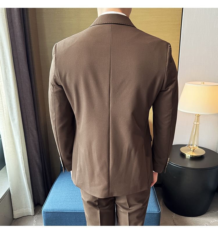 Blueforce - Set: Blazer met dubbele rij knopen en hoge revers + vest + rechte broek met hoge taille