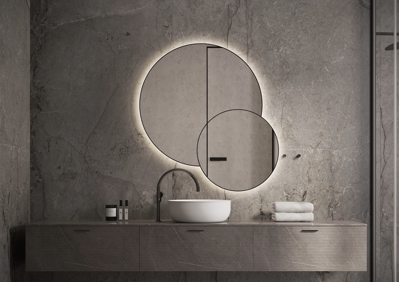 Martens Design Arizona spiegel met LED verlichting 100x60cm mat zwart