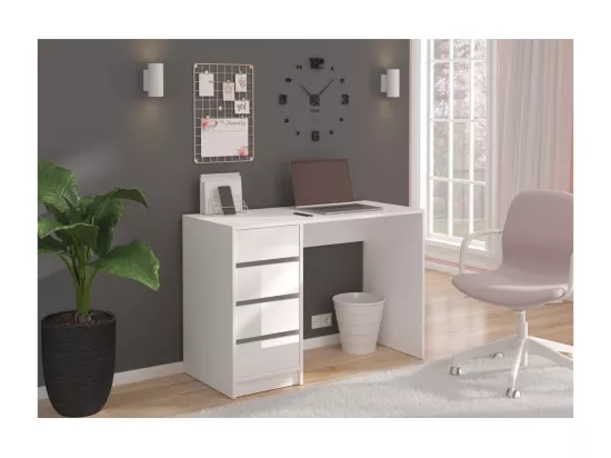 Coiffeuse ESTRELLA blanche sans miroir – 110 cm, 4 tiroirs, style classique