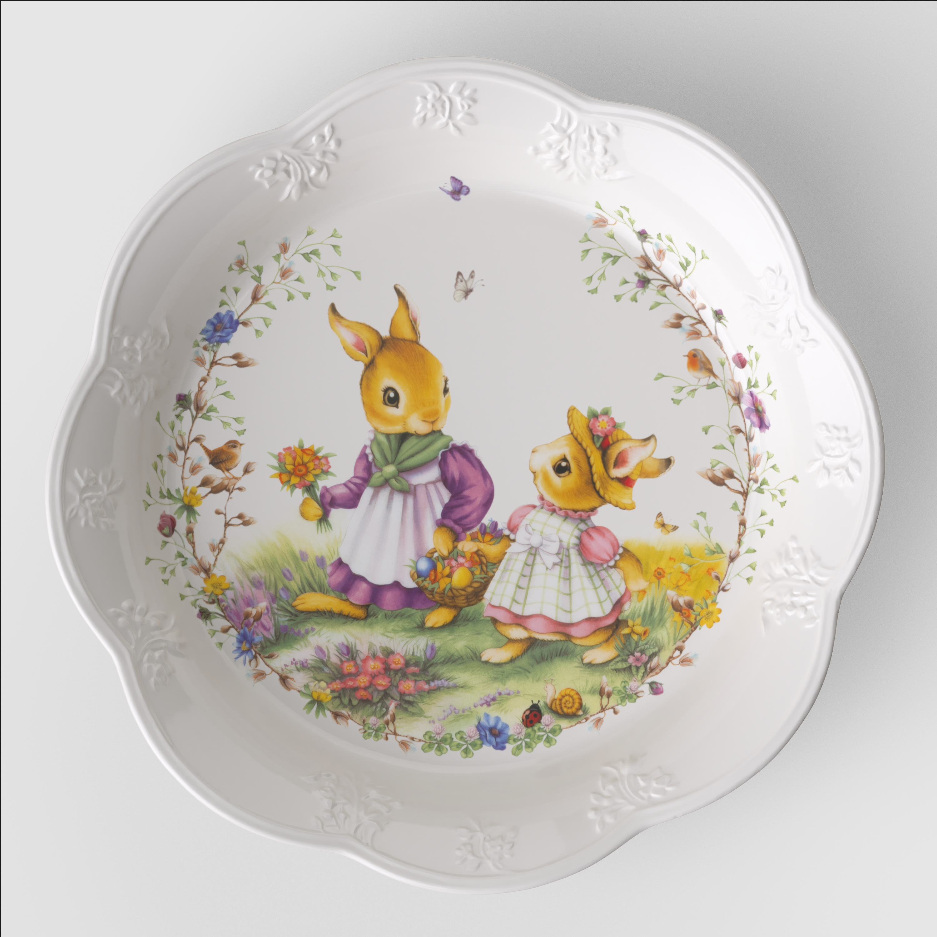 Spring Fantasy Centerpiece bowl Green, 22 oz, Premium Porcelain