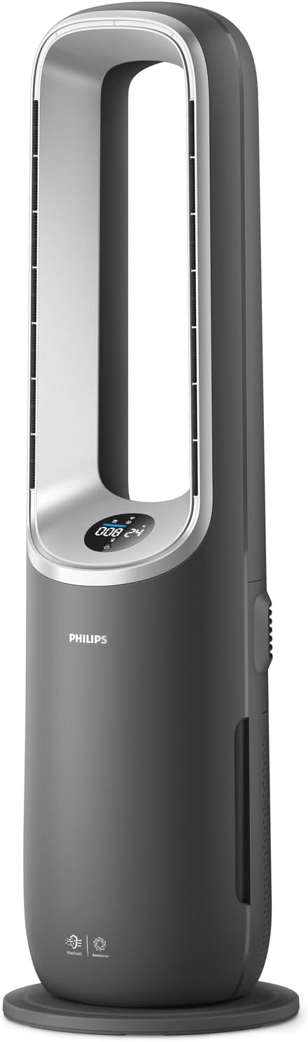 Philips Air Performer 3-in-1: Luftreiniger, Heiz- und Kühlgebläse - Reinigt 70 m², Entfernt 99,97% der Allergene und Schadstoffe. HEPA-Filter, Intelligente Sensoren, Alexa, App. (AMF870/15)