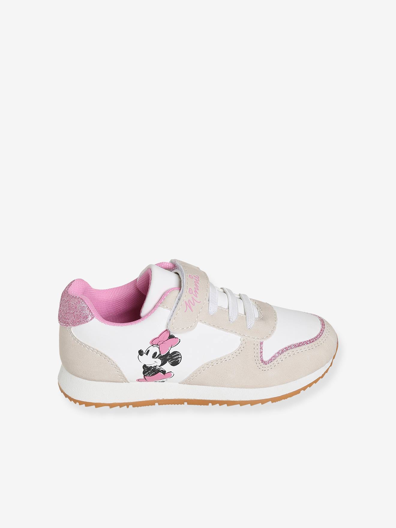 Sapatos DS® Minnie, bege claro liso com estampas.